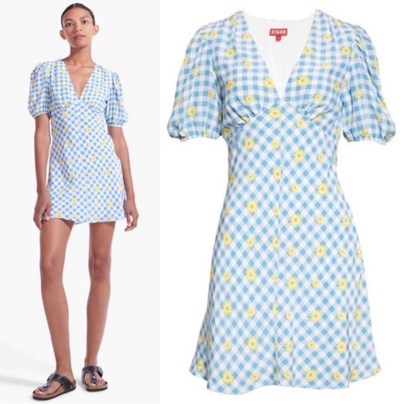 STAUD Dresses & Skirts - NWT Staud Milla Dress Gingham Daisy Multi